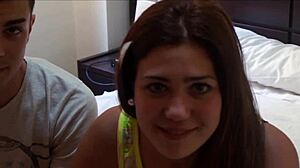 young couple in bondage casting interview