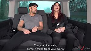 Cigarette break turns wild for shy redhead bent over by stranger in van