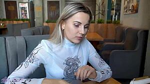 Remote Controlled Vibrator in Crowded Cafe with Letty Black.