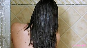 sexy brunette model took a shower during casting interview