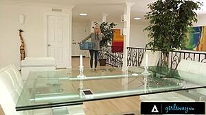 oh, girlsway maid dives into a nasty squirting 3-way with her dominatrix boss!