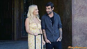 Big tits babe enjoys a night with the bartender