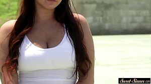 Young stepdaughter gets pussyfucked hard after tennis with intense roleplay