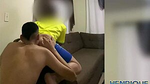 My game buddy wanted to taste my dick after the match, and took a load in his ass! 😏🍆💦