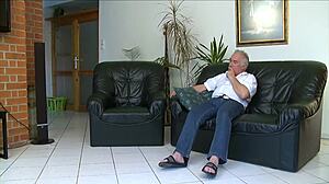 Young babe intensely sucks and rides old dick