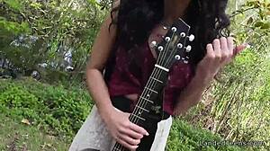 Teen Guitar Player Latina Fucks Stranger in Public Hitchhiker Scene