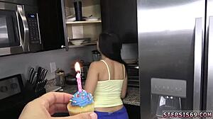 Grandpa devirginizes petite teen outdoors for birthday