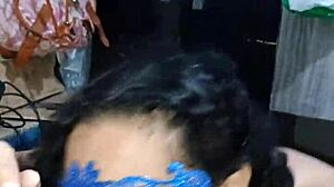 Ebony amateur swallows cum from pussy licking and muff diving in lingerie