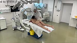 Fake doctor fucks bubble butt patient doggystyle in hospital surveillance cam, rough and deep.