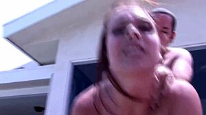 firefighter woman enjoys the pool