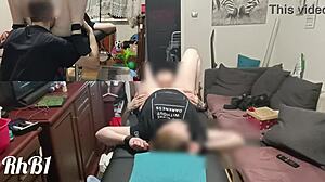 Redhead tied on massage table. Licked and fucked hard to amazing orgasm.