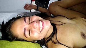 double creampied in cuckold threesome by black boy and cuckold