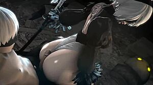 What does 2b do in nier automata hentai?