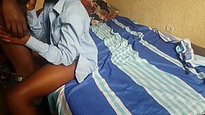 Eighteen-year-old ebony teen fucked hard in African homemade quickie?