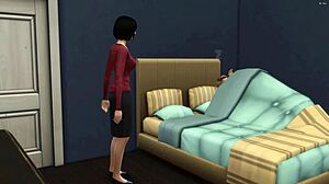 Japanese stepmom says, 'I caught you masturbating, stepson,' then gets horny and fucks him hard