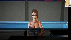 brunette with big tits fucks at office game