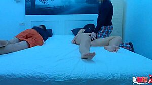 my roommate fucked me while my boyfriend slept, his cock is bigger, suck his dick and let me fuck