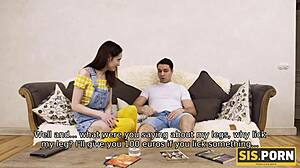 Tricky Guy Scores HOT TWOSOME with Pretty Naive Stepsister's Shaved Pussy!