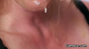 Bizarre Blowbang with Old Centerfold Receiving Jizz Facial in POV Bukkake