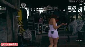 I admire Jeny Smith's cameltoe in tight suit