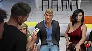 अन्ना सेक्सी रेड ड्रेस और ब्लैक स्टॉकिंग्स में पार्टी अपस्कर्ट के लिए