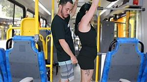 hey dude, this guy’s rubbing his huge cock on a chick’s butt in public on a bus till he finishes!