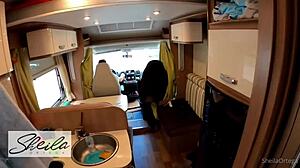 Briana Banderas in Autocaravan Threesome with Horny Men