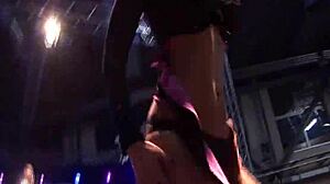 Stepmom flexes big tits, rips clothes, shows dildo on public stage!