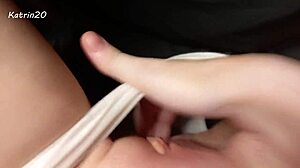 Wakes up horny and fingers tight pussy solo