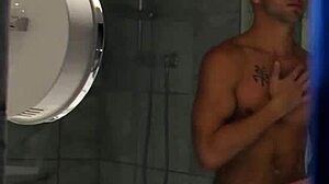 michael gets a surprise cock in the shower, leading to ass licking and blowjob fun.