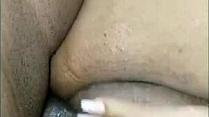 ebony babe handles big black cock in squirting scene from ebonymo com