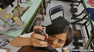 petite asian teen 18+ rides massive black cock. can she handle this interracial monster in bed?