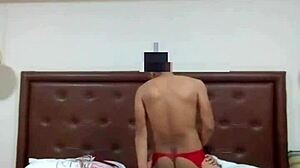 Girl Fucks Guy with Toys in Lingerie Pegging.