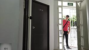 Latina Milf Masturbates Voyeuristically With Big Cock In Antique Setting, Ending In Facial