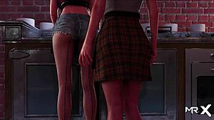 Bosses grope butts in 3d cartoon fashion business