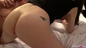 German teen 18+ engages in real amateur group sex with three guys