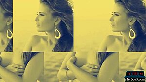 Sexy brunette models perform full striptease, ripping clothes for playboy