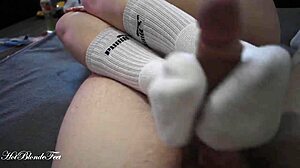 Miley Grey Delivers Intense Footjob In Long Socks