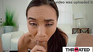 Beautiful asian babe kimmy kimm gets dicked in the throat with sloppy face fucking