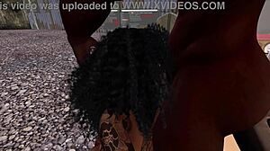 Second Life black man pounds black woman hard at drive-in movie theater