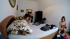 Four upskirt treats in changing room from backstage voyeur cam