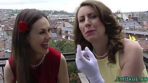 Hey, check out this amateur British teen in a lively threesome with milf and group fun