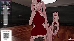 catgirl gets vibed and fucked while simps tease her to cum