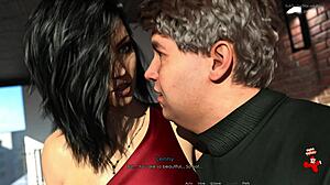 अन्ना सेक्सी रेड ड्रेस और ब्लैक स्टॉकिंग्स में पार्टी अपस्कर्ट के लिए