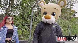 Horny Redhead Rosario Red Bangs Milky Bear In Studio