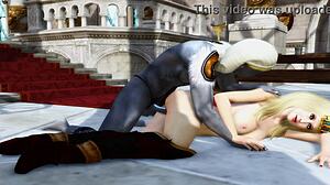 In Adventures of Nulle, episode 4, the queen gets anally fucked