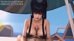 dead or alive nyotengu cosplay titjob ends happily in uncensored hentai
