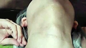 Asian crossdresser attempts deepthroat blowjob on massive cock with bunny outfit