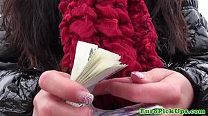 Euro Girl Next Door Getting Nude for Cash in Public