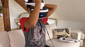 Eva Isabel and Chrissy play Jenga, flashing upskirt at home.